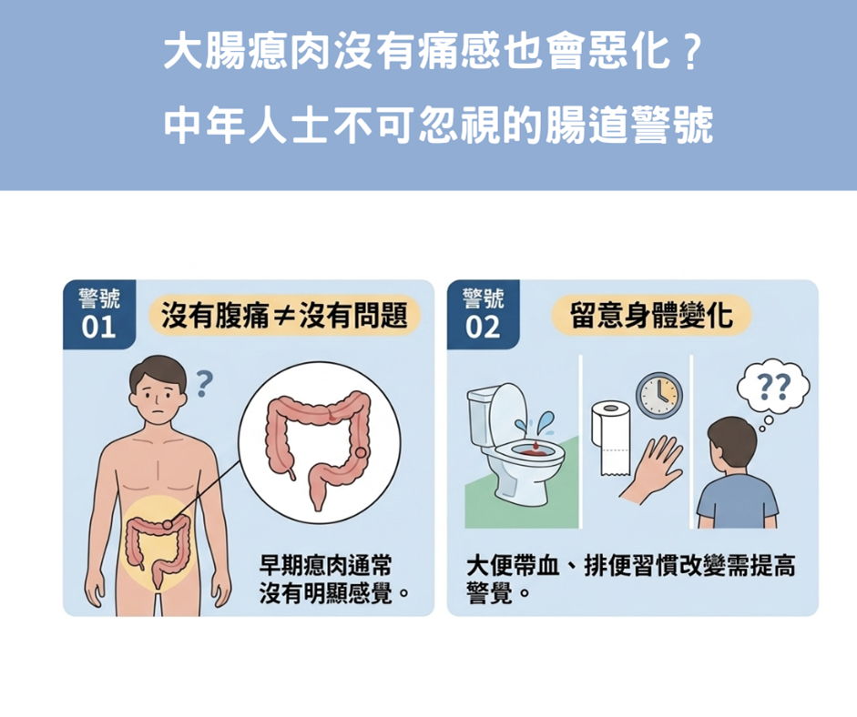 大腸瘜肉沒有痛感也會惡化？中年人士不可忽視的腸道警號